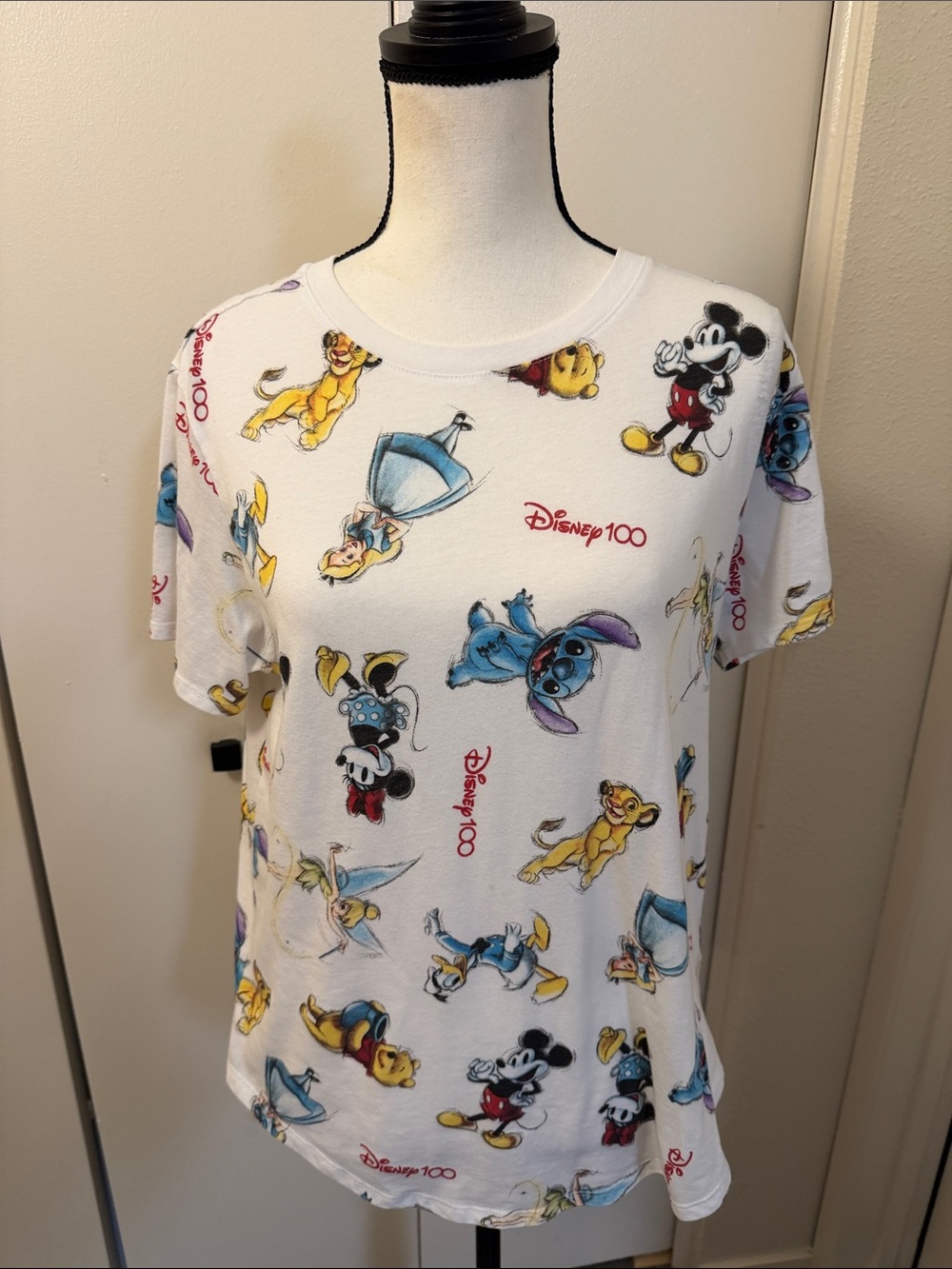 Disney White Short Sleeve Disney 100 All-Over Character Tee